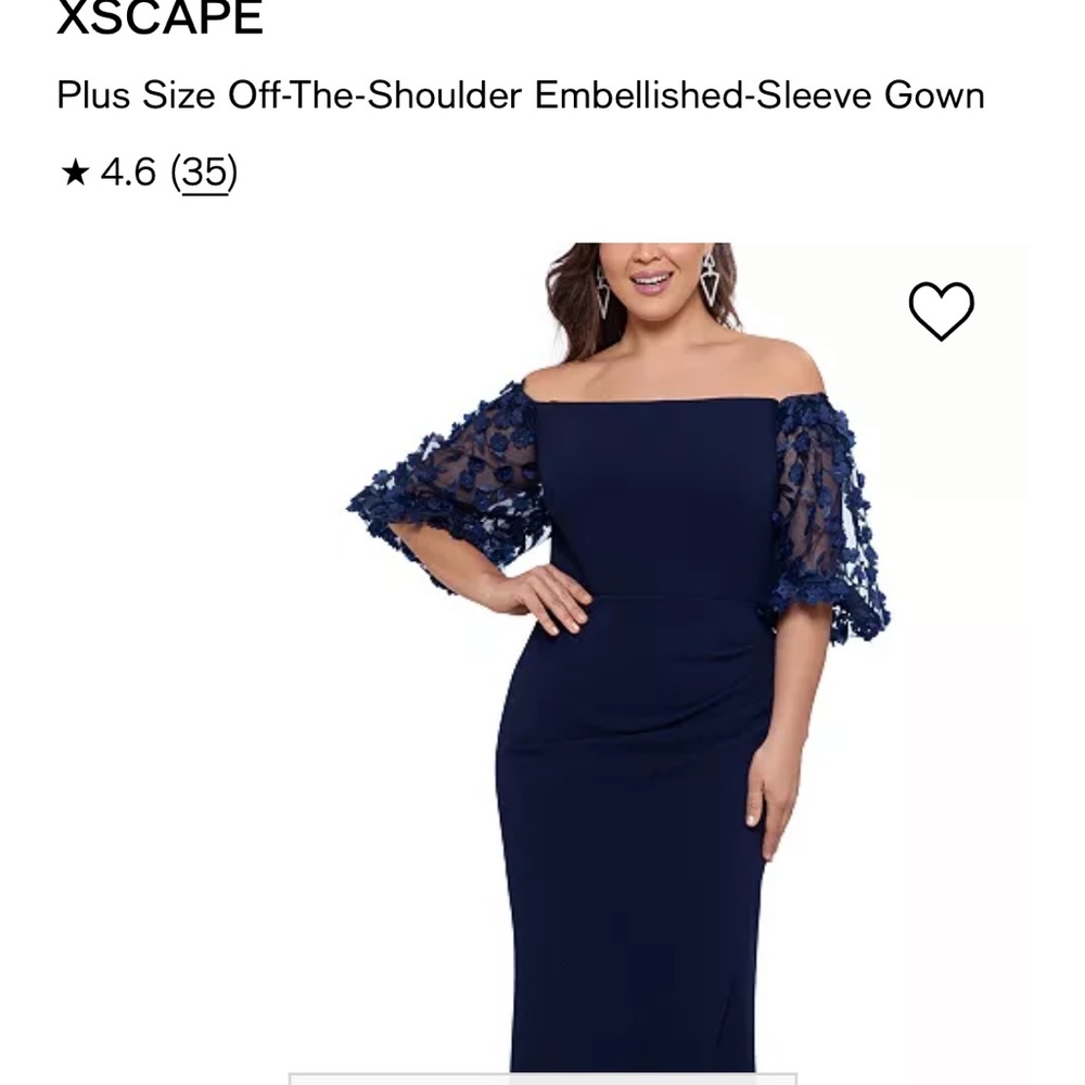 Plus size, embellished sleeve beautiful mother of the bride gown in navy blue.